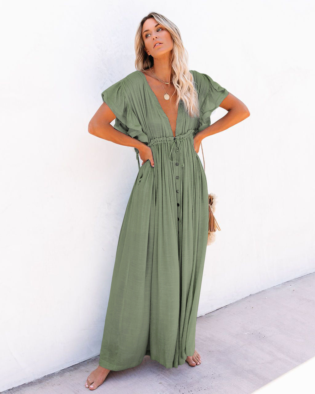 Audra | Boho V-nyakú kimonó strandruha