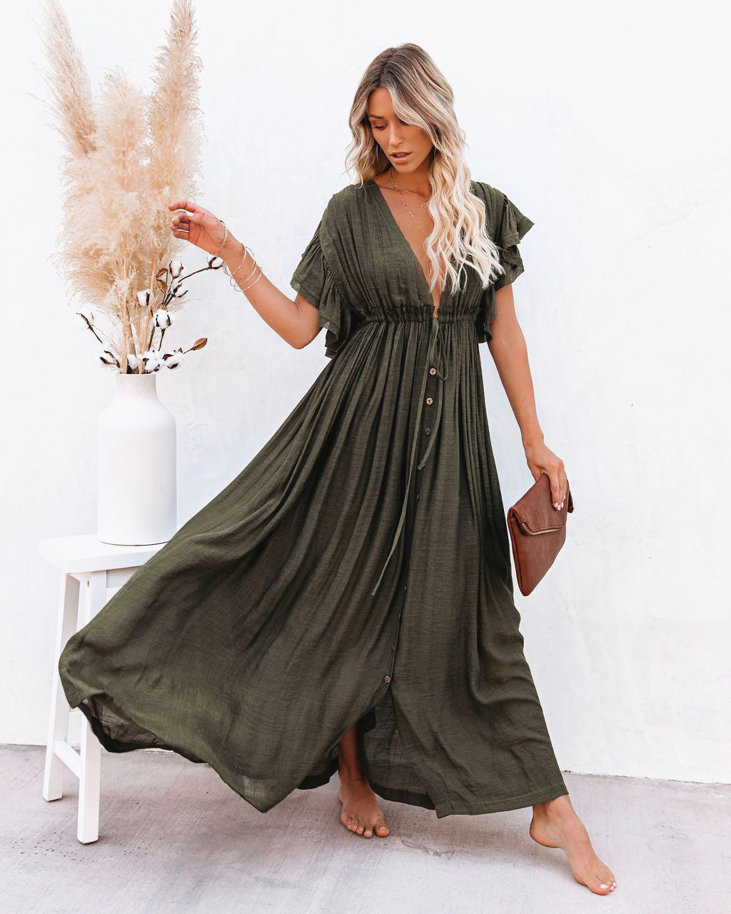 Audra | Boho V-nyakú kimonó strandruha