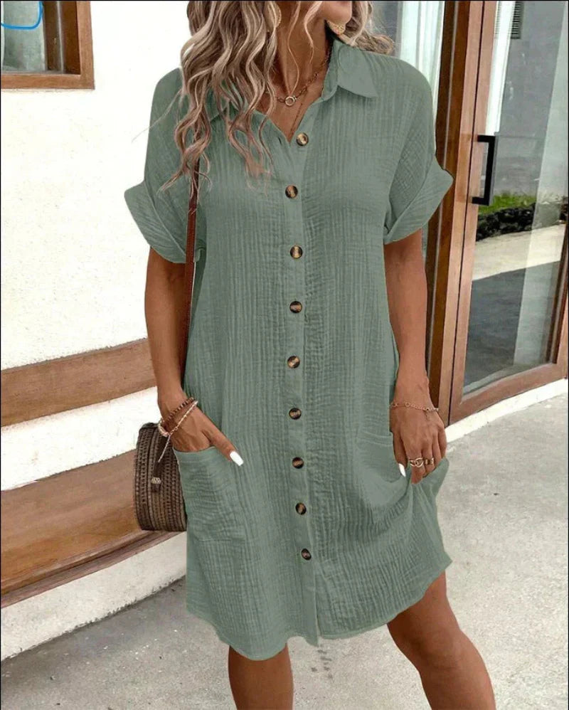 Hailey | Női retro pamut-lenvászon ingruha